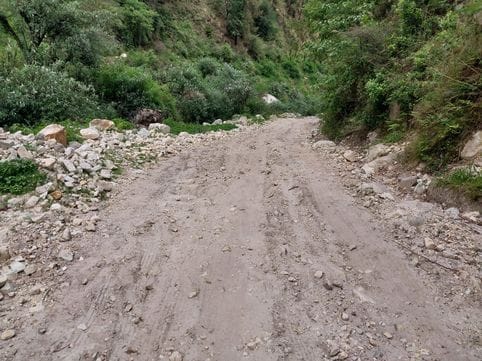 A risky journey on the dilapidated roads in Nirmand