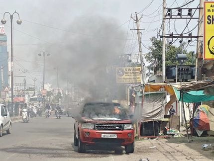 Car caught fire due to short circuit