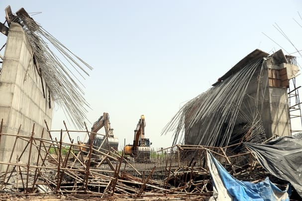 Slab of four lane underpass collapsed, six workers buried, manager taken into custody