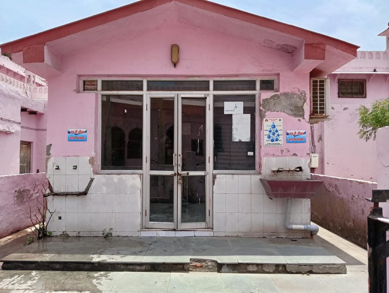 Toilets are locked, where should female patients go