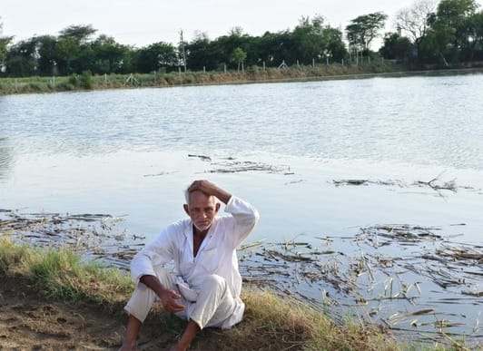 Fields and roads of Khaliyawas submerged due to water released from Sahibi Barrage