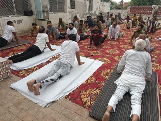 Municipal employees practiced yoga