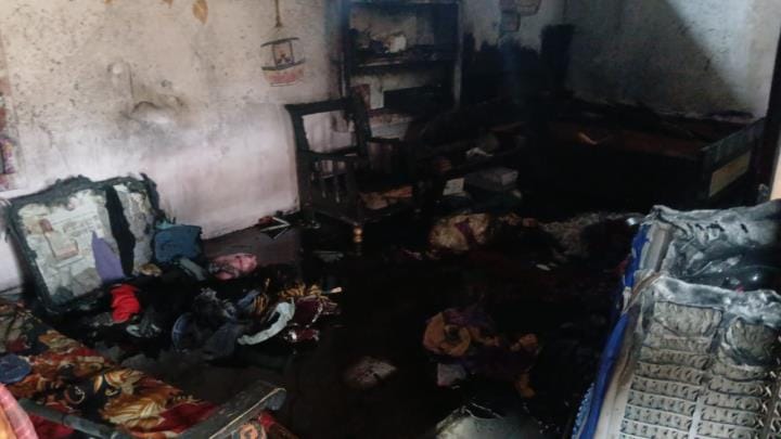 Fire in the house, goods burnt to ashes