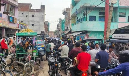 Passengers are troubled by the jam at Bhola crossing of Ajuha