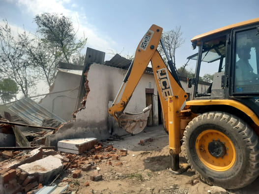 The team demolished construction in illegal colonies