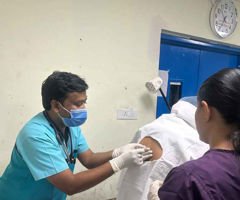 Operation was done in the district hospital by giving segmental spinal anesthesia