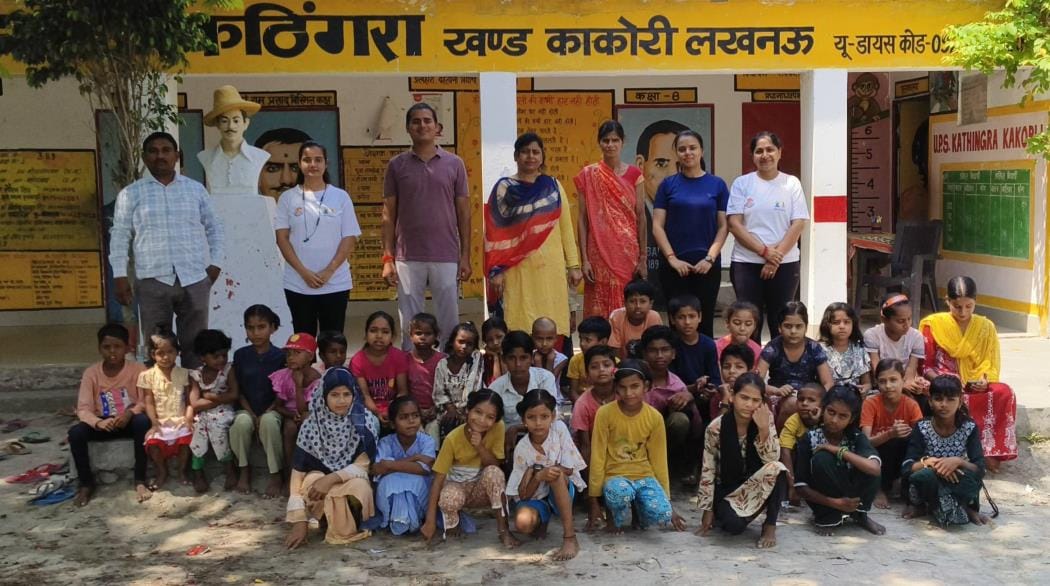 Along with children, villagers are also being taught yoga in primary schools
