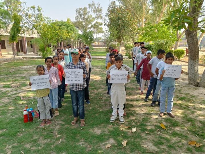 Students took out a public awareness rally against child labour ban