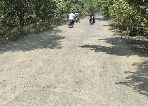 Chandpur-Mailani road has become dilapidated due to the abundance of potholes