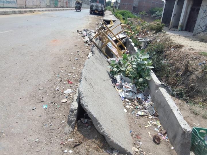 Drainage crisis for a population of five thousand, service road drain broken