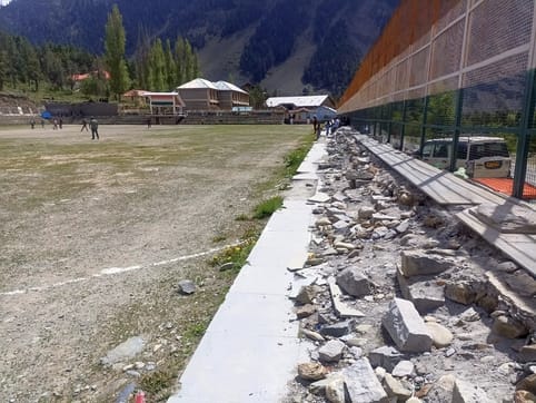 The stairs for the spectators to sit in the stadium built at the cost of crores are broken