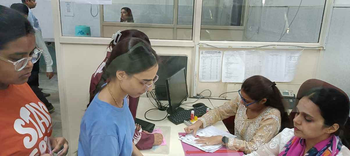 Students gathered to take S-NET exam in Subharti University