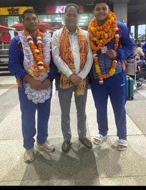 Wushu player Rishabh was welcomed for winning the medal