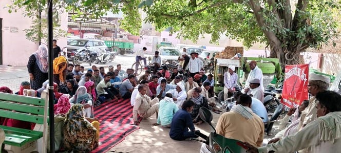 Employees staged a protest with brooms in their hands