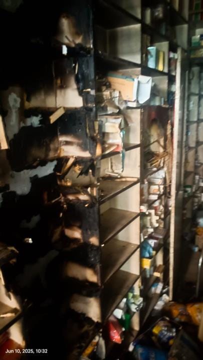 Medicines and furniture burnt in fire in medical store