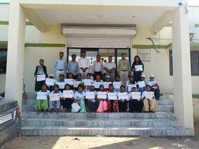 Training on stitching of ladies' dress was given in the 31-day residential training camp During this