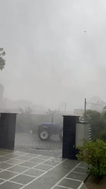 After the day long humidity, the weather changed in the evening, hailstorm occurred along with rain