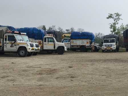 The forest department confiscated ten vehicles laden with banned wood