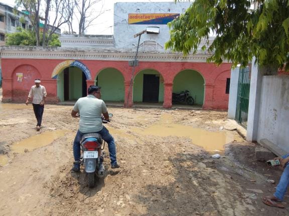 Mud spread due to rain from dug up roads