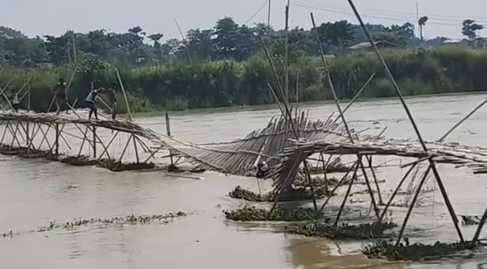 Bihar News: औराई में बागमती नदी में बह गया चचरी पुल, बाल-बाल बची ग्रामीण की जान; वीडियो वायरल