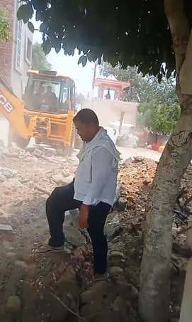 The CC road built a year ago was demolished by the principal