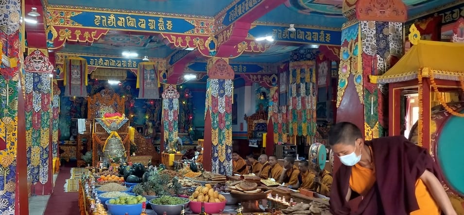 Ritual for world peace at Kugri Buddhist Monastery