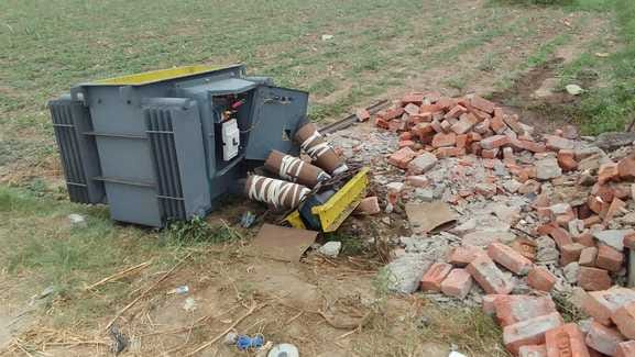 Thieves stole a transformer in a field