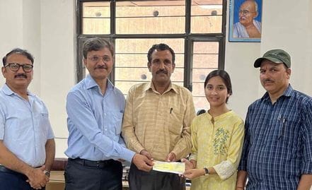 Mehak who secured eighth position in the state was honoured