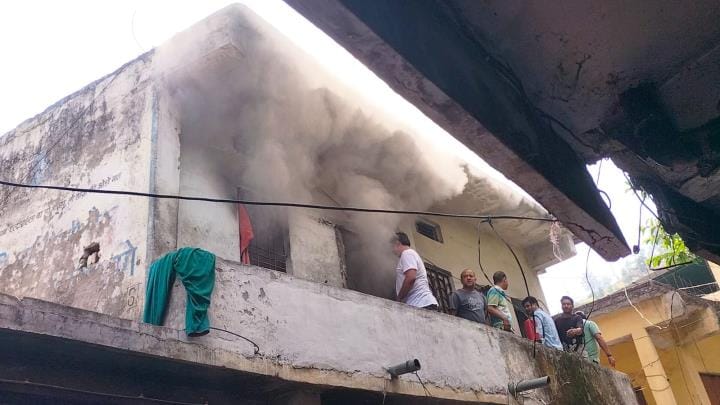 Fire broke out in a house near the district hospital, causing panic