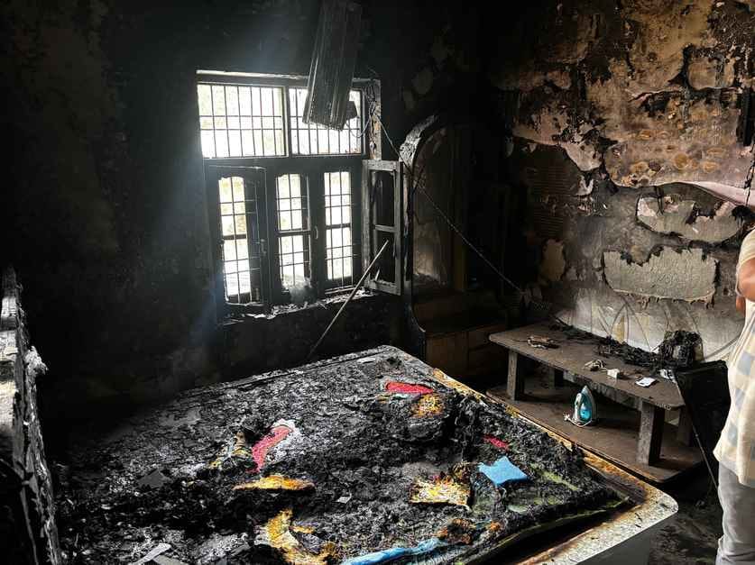 Household goods burnt in fire