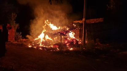 Cattle shed burnt due to fire at night