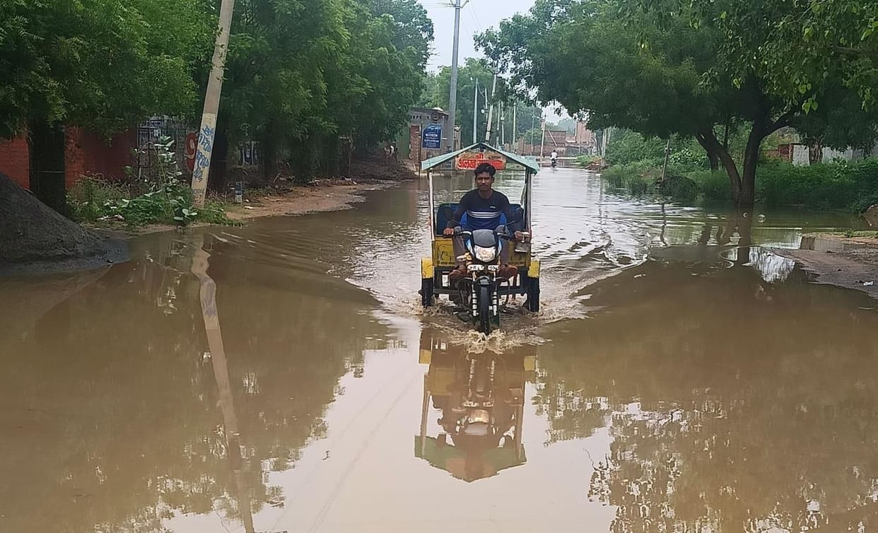 Due to lack of cleaning of drains, many areas of Bahal are waterlogged