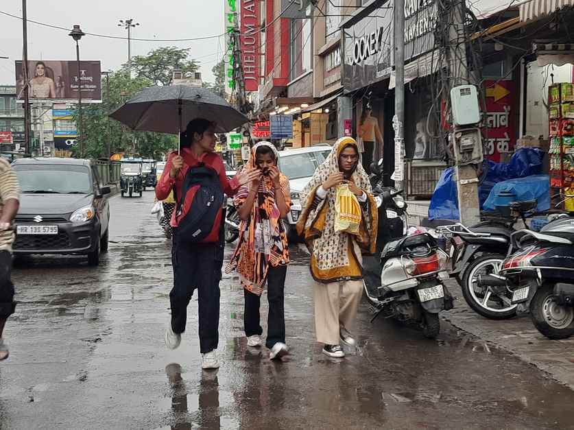 Rain provided relief from morning humidity