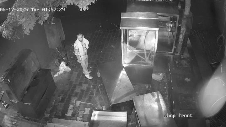 In Tosham, the locks of two shops were broken and cash was stolen, a youth was caught in CCTV carrying an iron rod