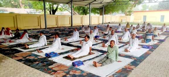 Practiced several yogasanas on the first day of the camp