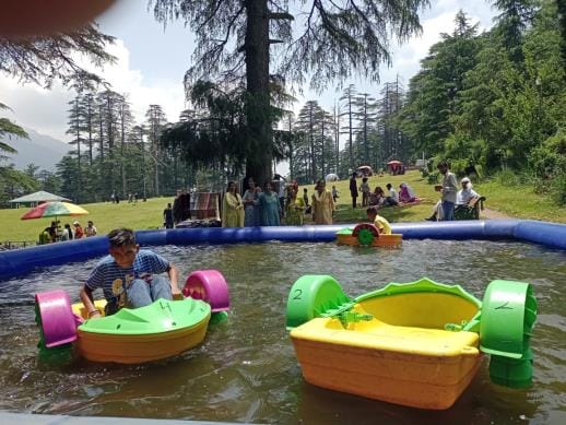 Patnitop became crowded with tourists after the heat of summer increased