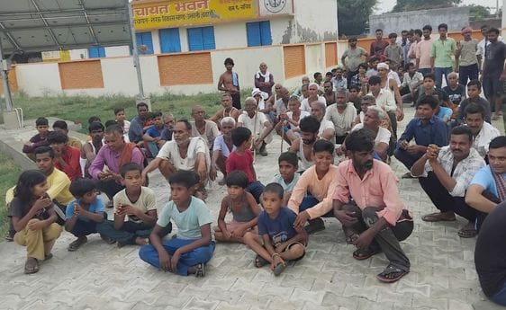 Villagers protested against drain water being poured into the pond
