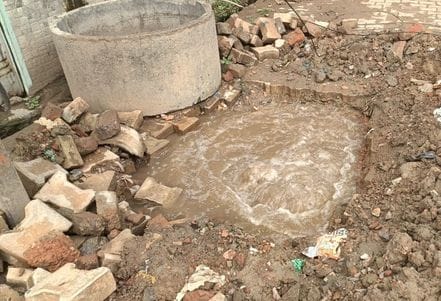 Drinking water line broken to lay pipe, water did not come for six days
