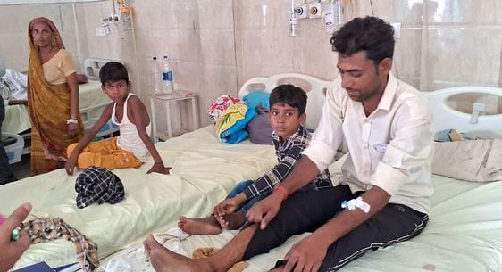 Eight members of a family fainted after washing drums with chemicals