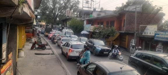 People struggled with the jam at Mataur Chowk for one and a half hours