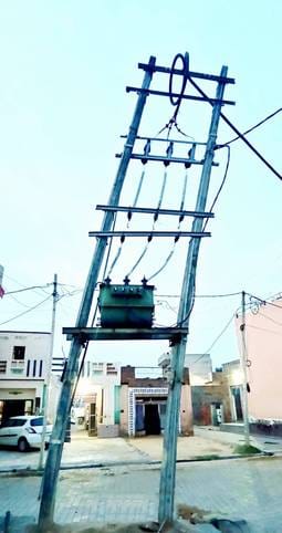 The transformer tilted, the villagers expressed fear of an accident