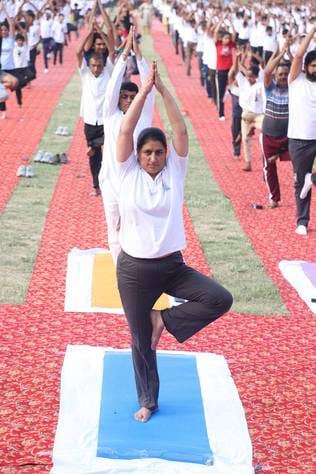 Yoga was performed with the theme of one earth one health