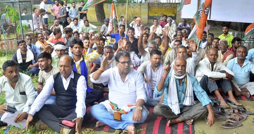 Farmers staged a sit-in protest along with the former district president