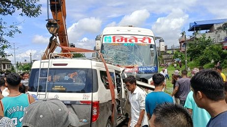 Bus and minibus collide in Nepal, seven people die