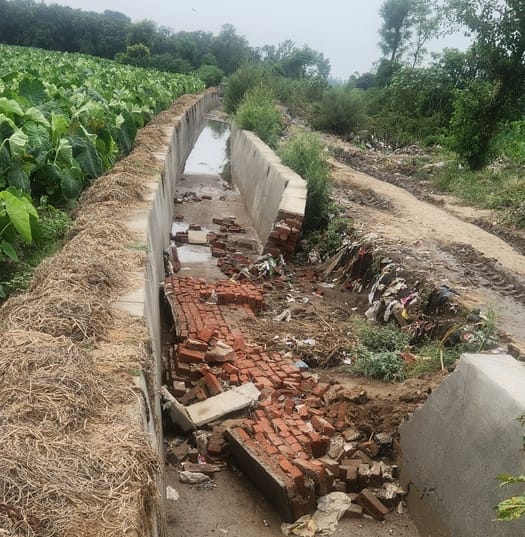 The drain constructed at a cost of Rs 1 crore collapsed as soon as it was built