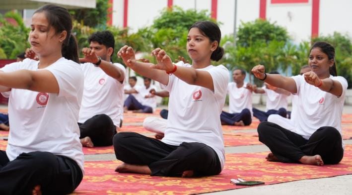 People did yoga to stay healthy