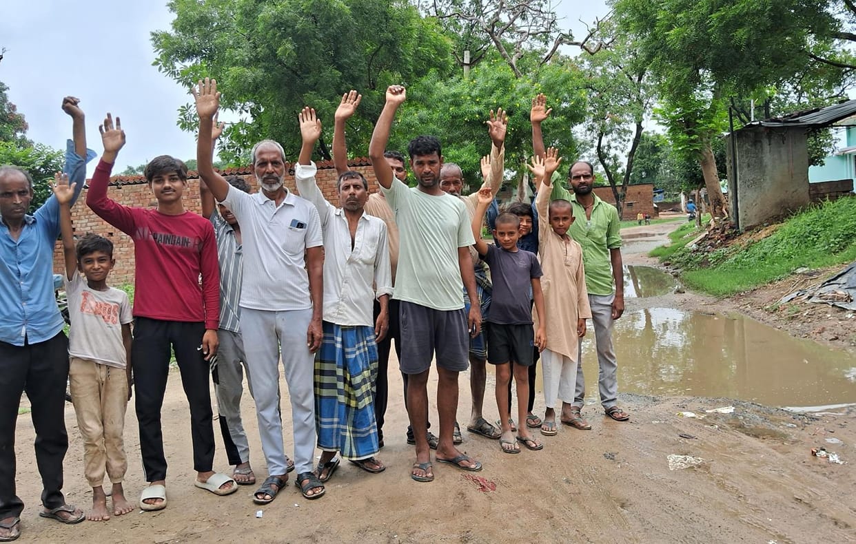 Angry villagers protested as water filled on incomplete road