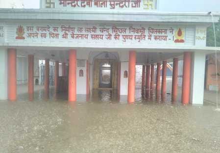 Rain water reached the idols in the temple