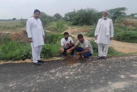 Questions raised on the quality of Barahi Road, the stones have already started falling off.