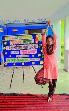 Guddi got first place in slogan and Shrishti got first place in yogasana